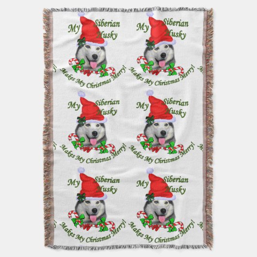 Siberian Husky Kerstmis Deken (Voorkant Verticaal)