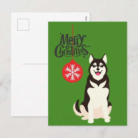 Siberian Husky Kerstmis Feestdagenkaart (Voorkant / Achterkant)