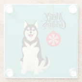 Siberian Husky Kerstmis Glazen Onderzetter (Achterkant)