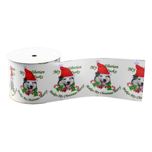 Siberian Husky Kerstmis Grosgrain Lint (Spoel)