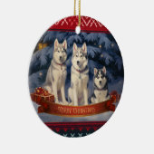 Siberian Husky Kerstmis Keramisch Ornament (Rechts)