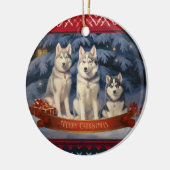 Siberian Husky Kerstmis Keramisch Ornament (Links)