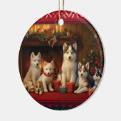 Siberian Husky Kerstmis Keramisch Ornament (Links)