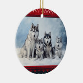 Siberian Husky Kerstmis Keramisch Ornament (Rechts)