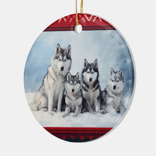 Siberian Husky Kerstmis Keramisch Ornament (Links)