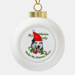 Siberian Husky Kerstmis Keramische Bal Ornament