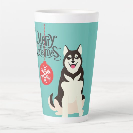 Siberian Husky Kerstmis Latte Mok (Voorkant)