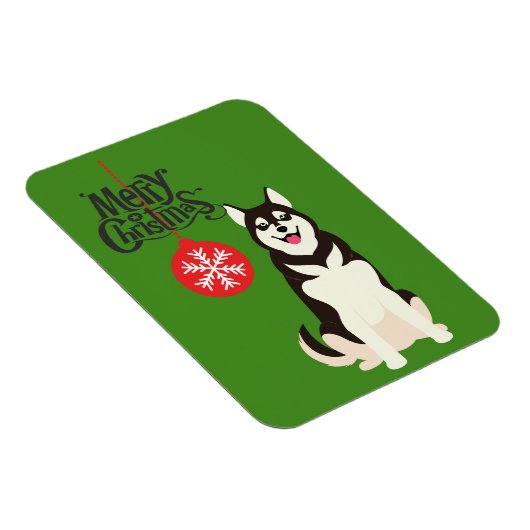 Siberian Husky Kerstmis Magneet (Rechterzijde)