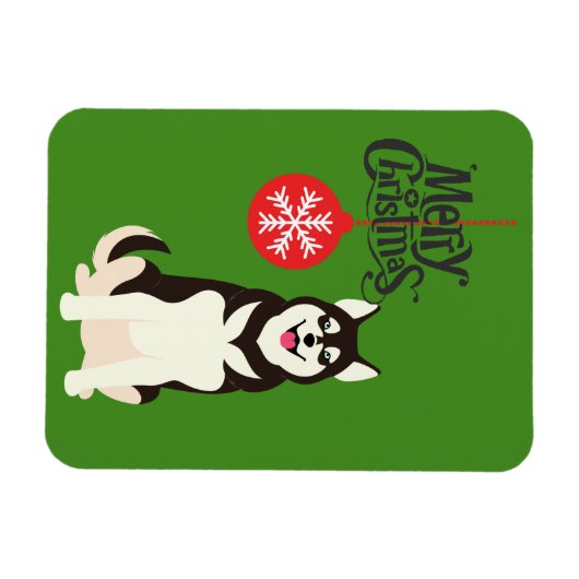 Siberian Husky Kerstmis Magneet (Horizontaal)