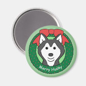 Siberian Husky Kerstmis Magneet (Voorkant / Achterkant)