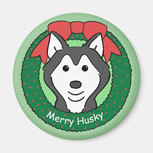 Siberian Husky Kerstmis Magneet (Voorkant)