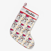 Siberian Husky Kerstmis met aangepaste naam van de Kleine Kerstsok (Voorkant (Hangend))