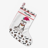 Siberian Husky Kerstmis met aangepaste naam van de Kleine Kerstsok (Voorkant (Hangend))