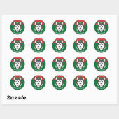 Siberian Husky Kerstmis Ronde Sticker (Vel)