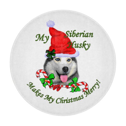 Siberian Husky Kerstmis Snijplank (Voorkant)
