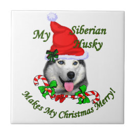 Siberian Husky Kerstmis Tegeltje