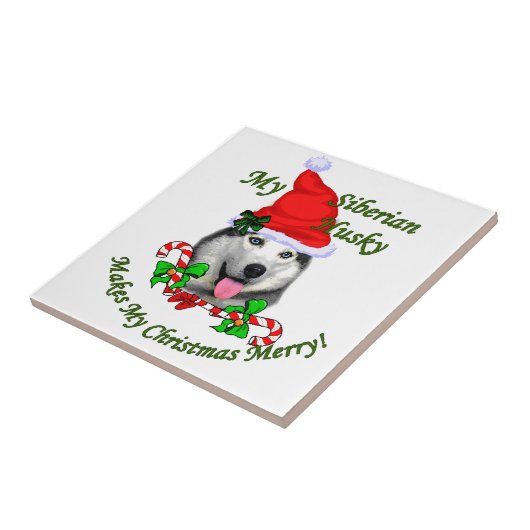 Siberian Husky Kerstmis Tegeltje (Zijkant)