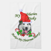 Siberian Husky Kerstmis Theedoek (Verticaal)