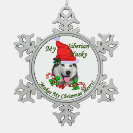 Siberian Husky Kerstmis Tin Sneeuwvlok Ornament