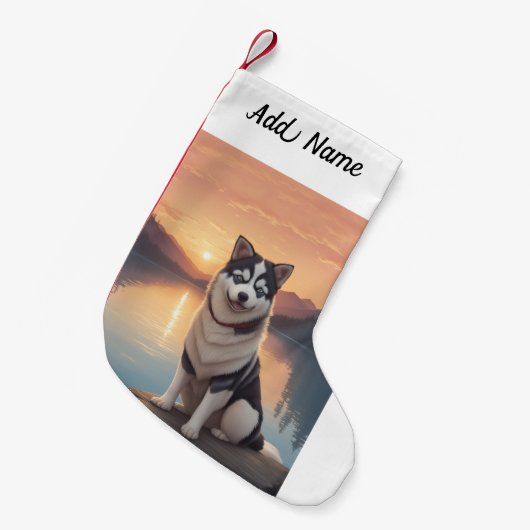 Siberian Husky Kleine Kerstsok (Voorkant (Hangend))