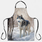 Siberian Husky Laat het Sneeuwen Kerstmis Schort (Voorkant)