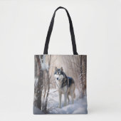 Siberian Husky Laat het Sneeuwen Kerstmis Tote Bag (Voorkant)