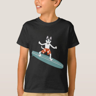 Siberian Husky Longboard Surfer T-shirt