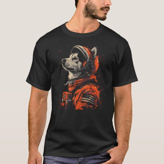 Siberian Husky Lovers Dog Astronaut In The Space T-shirt (Voorkant)