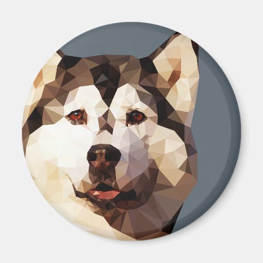Siberian Husky Low Poly Art Magneet (Voorkant)