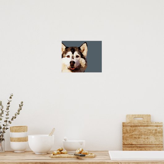 Siberian Husky Low Poly Art Poster (Keuken)