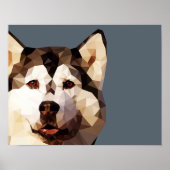 Siberian Husky Low Poly Art Poster (Voorkant)