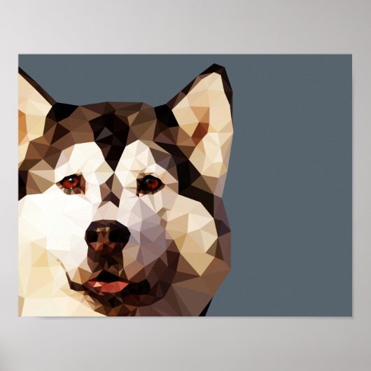 Siberian Husky Low Poly Art Poster (Voorkant)