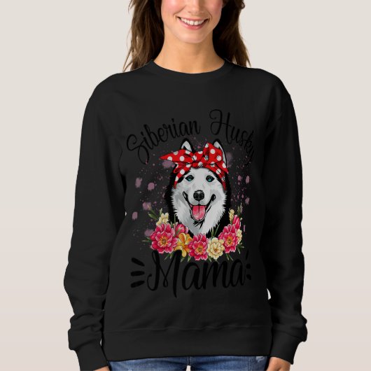 Siberian Husky Mama Florals Cute Dog mama's Trui (Voorkant)