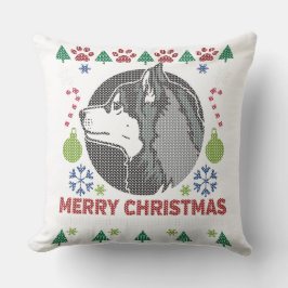 Siberian Husky Merry kerst Ugly Sweater Design Kussen