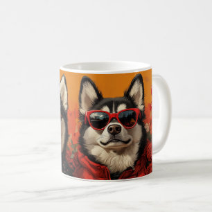 Siberian Husky met Hartrozen Valentijnsdag  Koffiemok