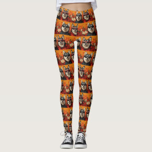 Siberian Husky met Hartrozen Valentijnsdag  Leggings