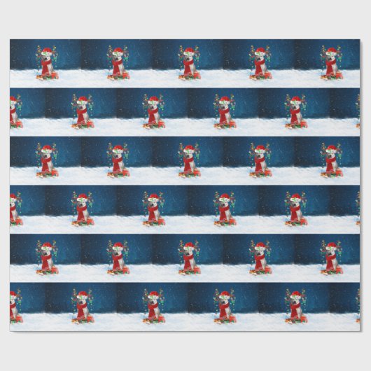 Siberian Husky met kerstcadeaus Cadeaupapier (Vlak)