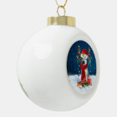 Siberian Husky met kerstcadeaus Keramische Bal Ornament (Links)