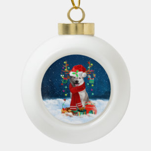 Siberian Husky met kerstcadeaus Keramische Bal Ornament