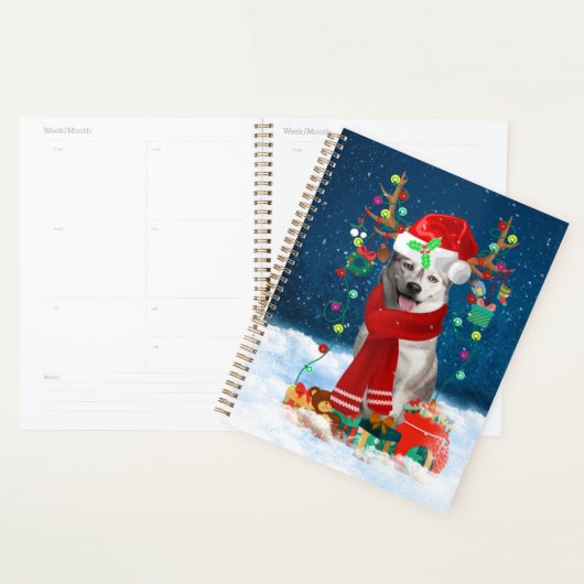 Siberian Husky met kerstcadeaus Planner (Display)