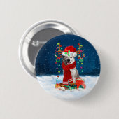 Siberian Husky met kerstcadeaus Ronde Button 5,7 Cm (Voorkant /achterkant)