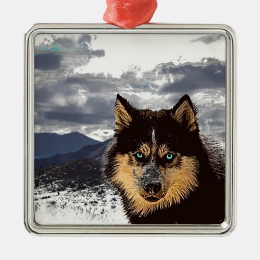 Siberian Husky Metal Ornament (Voorkant)
