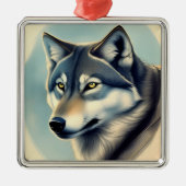 Siberian Husky Metalen Ornament (Voorkant)