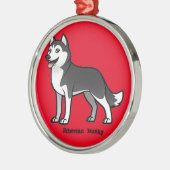Siberian Husky Metalen Ornament (Links)