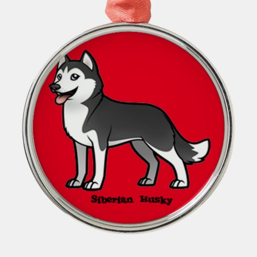 Siberian Husky Metalen Ornament (Voorkant)