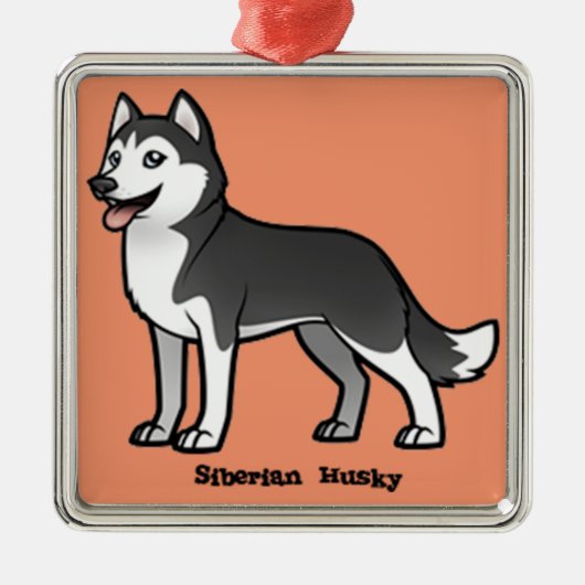 Siberian Husky Metalen Ornament (Voorkant)