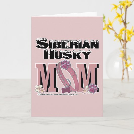Siberian Husky MOM Kaart (Gele Bloem)