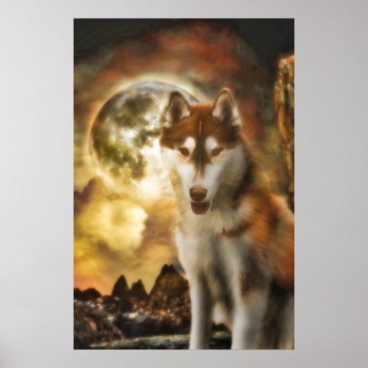 SIBERIAN HUSKY MOON KINGDOM POSTER (Voorkant)