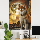 SIBERIAN HUSKY MOON KINGDOM POSTER (Thuiskantoor)
