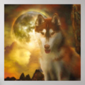 SIBERIAN HUSKY MOON KINGDOM POSTER (Voorkant)